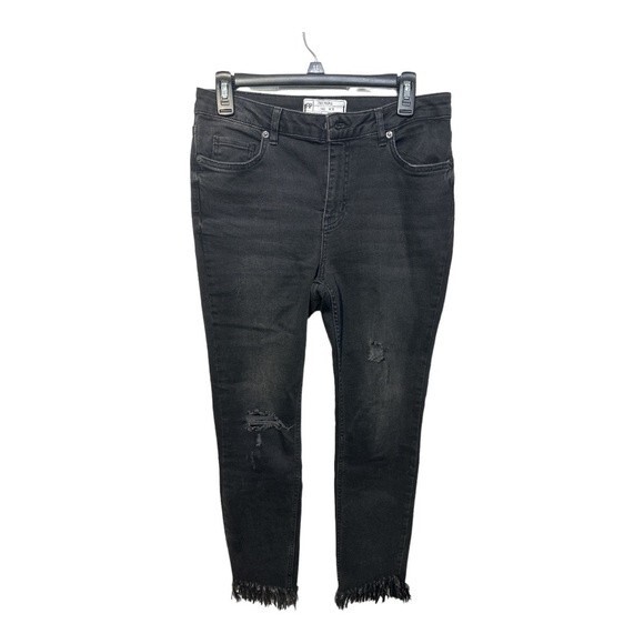 Free People Great Heights Frayed Skinny Crop Jeans Size 28 - Picture 3 of 10
